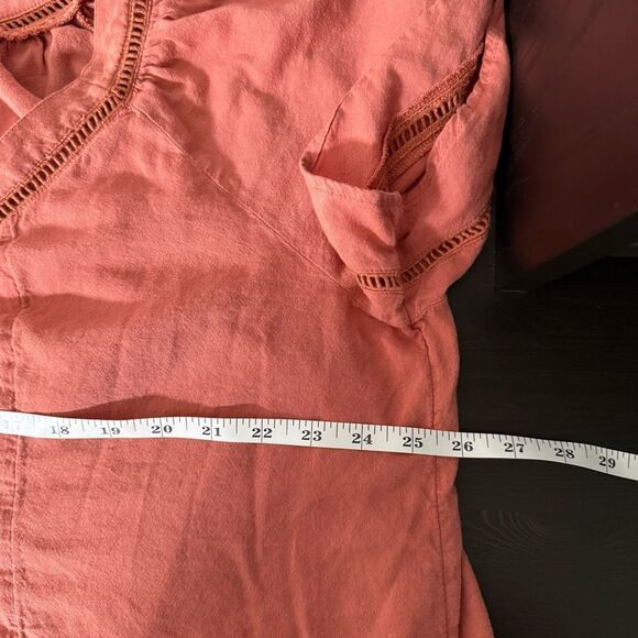 Old Navy Blouse Top Womens Sz XXL Coral Lace Peasant Cottagecore Boho Summer - Picture 9 of 10